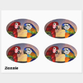 Sticker Ovale PARROS HYPER / ROUGE ET BLEU ARA ovale (Feuille)