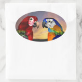 Sticker Ovale PARROS HYPER / ROUGE ET BLEU ARA ovale (Sac)