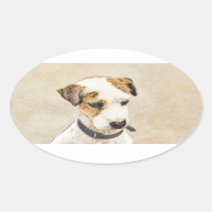 Sticker Ovale Parson Jack Russell Terrier Peinture - Dog Art