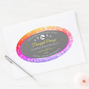 Sticker Ovale Parties scintillant arc-en-ciel coloré Gris Produi