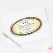 Sticker Ovale Parties scintillant d'argent brillant effet or Éti (Enveloppe)