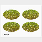 Sticker Ovale Parties scintillant en or vert clair chatoyantes (Feuille)