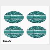 Sticker Ovale Parties scintillant et diamants Turquoises chic (Feuille)
