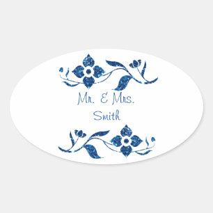 Sticker Ovale Parties scintillant florale