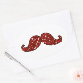 Sticker Ovale Parties scintillant IMPRIMÉE FUNNY RED MUSTACHE (Enveloppe)