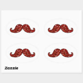 Sticker Ovale Parties scintillant IMPRIMÉE FUNNY RED MUSTACHE (Feuille)