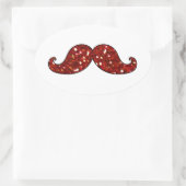 Sticker Ovale Parties scintillant IMPRIMÉE FUNNY RED MUSTACHE (Sac)