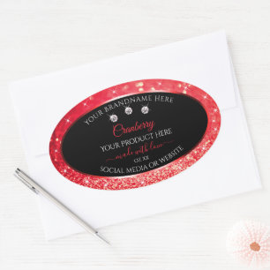 Sticker Ovale Parties scintillant rouge noir  produit Emballage 