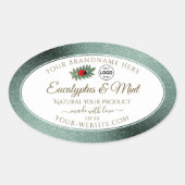 Sticker Ovale Parties scintillant Turquoise foncée Blanc Étiquet (Devant)