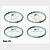 Sticker Ovale Parties scintillant Turquoise foncée Blanc Étiquet (Feuille)