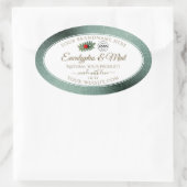 Sticker Ovale Parties scintillant Turquoise foncée Blanc Étiquet (Sac)