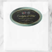 Sticker Ovale Parties scintillant Turquoise foncée Noir Étiquett (Sac)