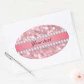 Sticker Ovale Parties scintillantes roses Bokeh et diamants (Enveloppe)