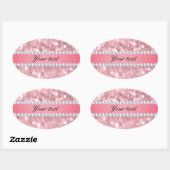 Sticker Ovale Parties scintillantes roses Bokeh et diamants (Feuille)