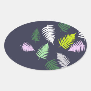 Sticker Ovale Pastel Colors Lucky Fern
