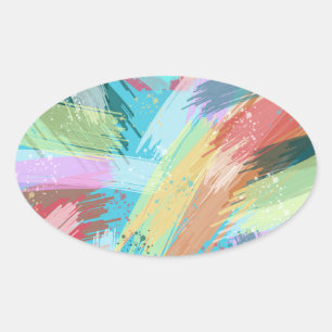 Sticker Ovale Pastel d'Art Abstrait