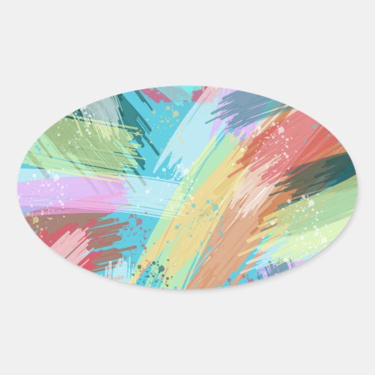 Sticker Ovale Pastel d'Art Abstrait (Devant)