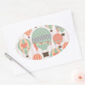 Sticker Ovale Pastel Hot Air Balloons Monte Pink Strié Sky (Enveloppe)