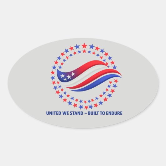 Sticker Ovale Patriotic Independence Day Apparel USA Stars Circl (Devant)