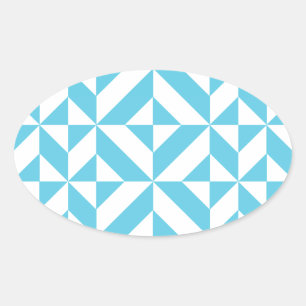 Sticker Ovale Patters de Ocean Blue Geometric Deco