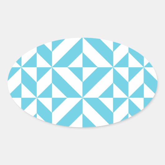 Sticker Ovale Patters de Ocean Blue Geometric Deco (Devant)
