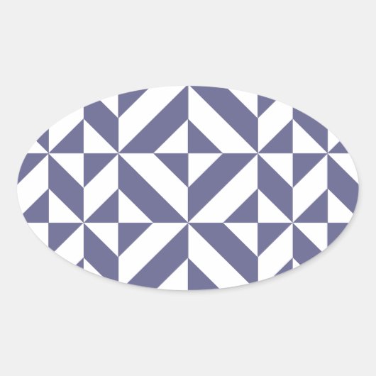 Sticker Ovale Patters Midnight Blue Geometric Deco Cube (Devant)