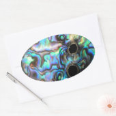 Sticker Ovale Paua abalone bleu et vert détail coquille (Enveloppe)