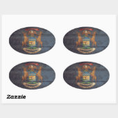 Sticker Ovale Pavillon Old Wood Michigan (Feuille)