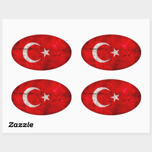 Sticker Ovale Pavillon Turquie patinée (Feuille)