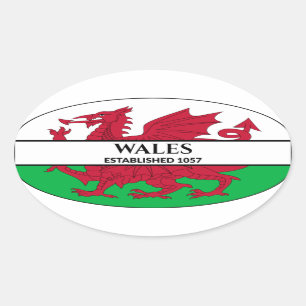 Sticker Ovale Pays de Galles Établi Drapeau du dragon gallois 10