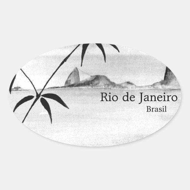 Sticker Ovale Paysage de Rio/du Brésil (Devant)