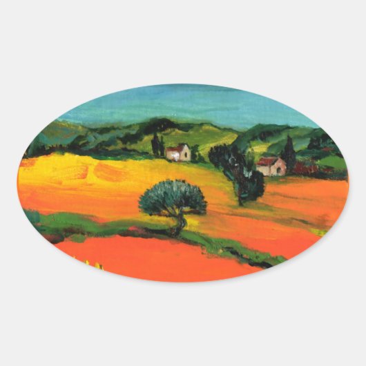 STICKER OVALE PAYSAGE DE TOSCANE (Devant)