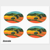 STICKER OVALE PAYSAGE DE TOSCANE (Feuille)