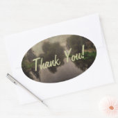 Sticker Ovale Paysage du Vieux Monde Peinture d'Art (Enveloppe)