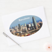 Sticker Ovale Paysage urbain de Barcelone (Enveloppe)