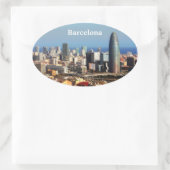 Sticker Ovale Paysage urbain de Barcelone (Sac)