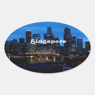 Sticker Ovale Paysage urbain de Singapour