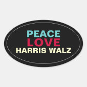Sticker ovale PEACE LOVE HARRIS WALZ (Devant)