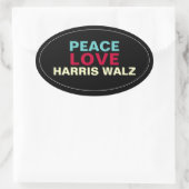 Sticker ovale PEACE LOVE HARRIS WALZ (Sac)