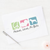 Sticker Ovale Peace Love Pit Bulls (Enveloppe)