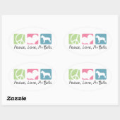 Sticker Ovale Peace Love Pit Bulls (Feuille)