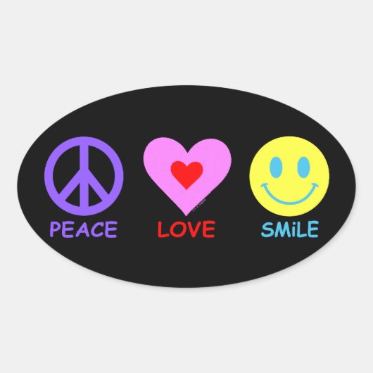 Sticker Ovale Peace Love Smile (Devant)