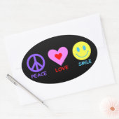 Sticker Ovale Peace Love Smile (Enveloppe)