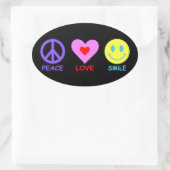 Sticker Ovale Peace Love Smile (Sac)