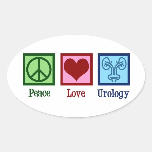 Sticker Ovale Peace Love Urology Office Cute Urologist (Devant)