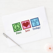 Sticker Ovale Peace Love Urology Office Cute Urologist (Enveloppe)