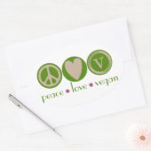 Sticker Ovale Peace Love Vegan (Enveloppe)