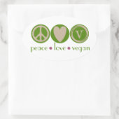 Sticker Ovale Peace Love Vegan (Sac)