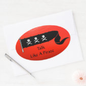 STICKER OVALE PEAUX ET OBJETS CROISÉS DRAPEAU DE PIRATE NOIR ROU (Enveloppe)
