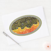 Sticker Ovale Pêche à la mouche de l'omble de fontaine (Enveloppe)